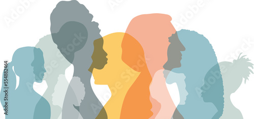 Women of different ethnicities together. Transparent background. photo