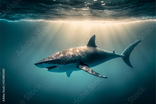 Shark under water, light reflections | Generative AI