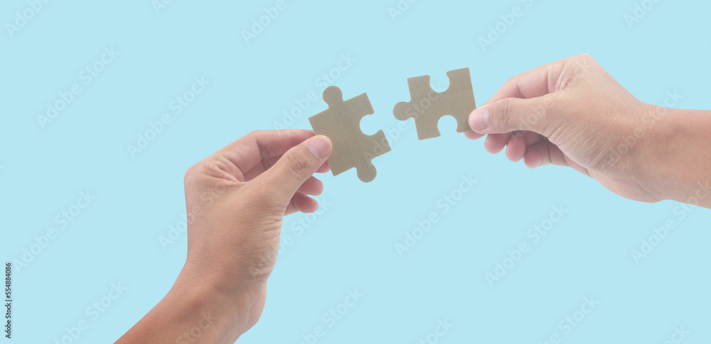 Connecting jigsaw puzzle. Business solutions success Connecting jigsaw puzzle. Business solutions success