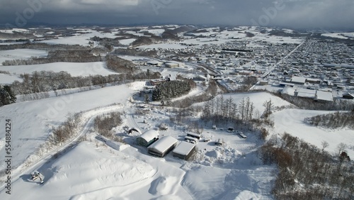 Furano, Japan - December 19, 2022: Furano and Biei During Winter Season