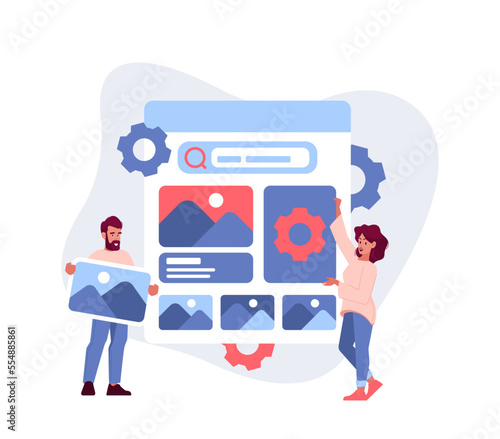 Ui Or Ux Designers Team Sharing Ideas And Collaborating In Design Of User Interface On Mobile Device Vector Illustration
