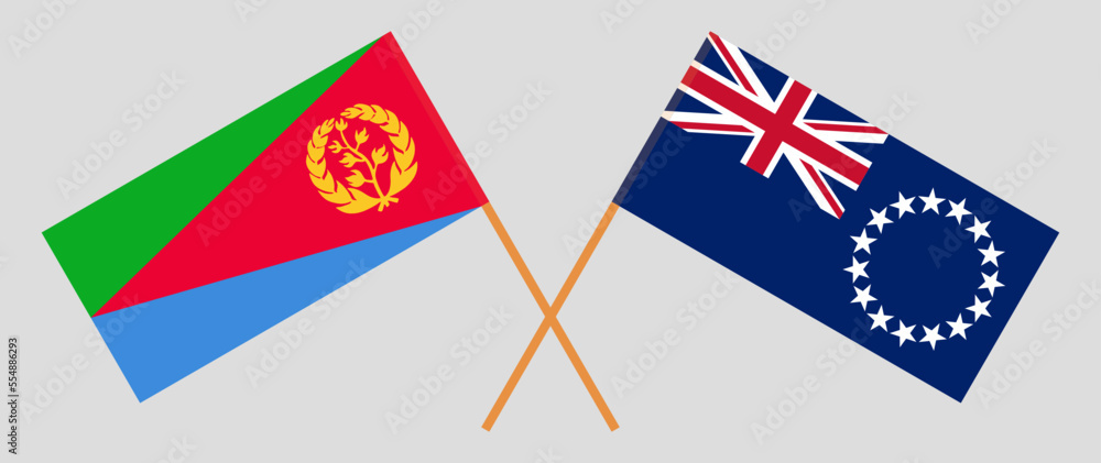 Crossed flags of Eritrea and Cook Islands. Official colors. Correct proportion Crossed flags of Eritrea and Cook Islands. Official colors. Correct proportion