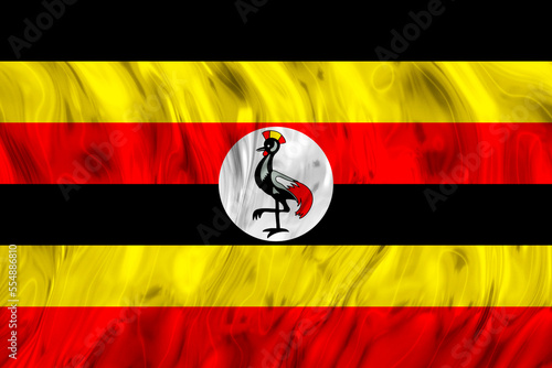 National flag of Uganda. Background with flag of Uganda