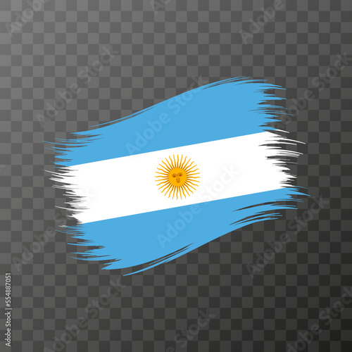 Argentina national flag. Grunge brush stroke. Vector illustration on transparent background.