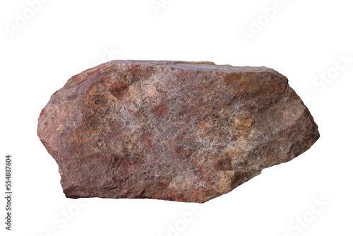 Brown stone or rock isolated on white background included clipping path.