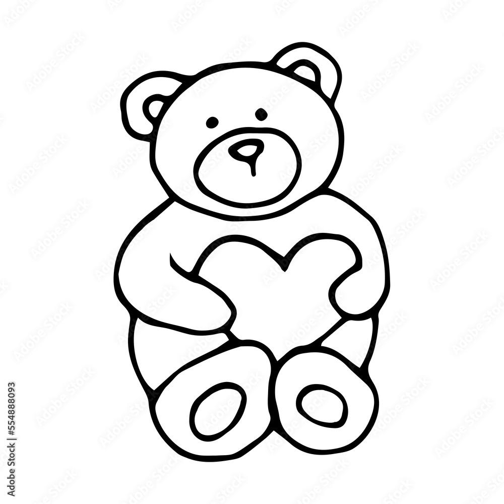 Bear toy doodle style vector illustration isolated on white background. Bear toy doodle style vector illustration isolated on white background.