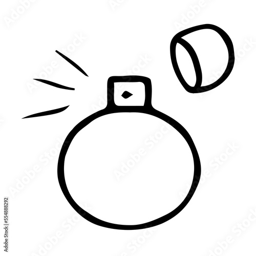 Perfume bottle doodle style vector illustration isolated on white background