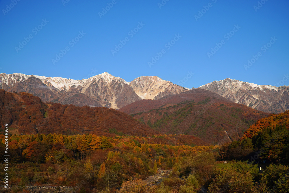 白馬大橋から眺めた秋の北アルプス 白馬大橋から眺めた秋の北アルプス