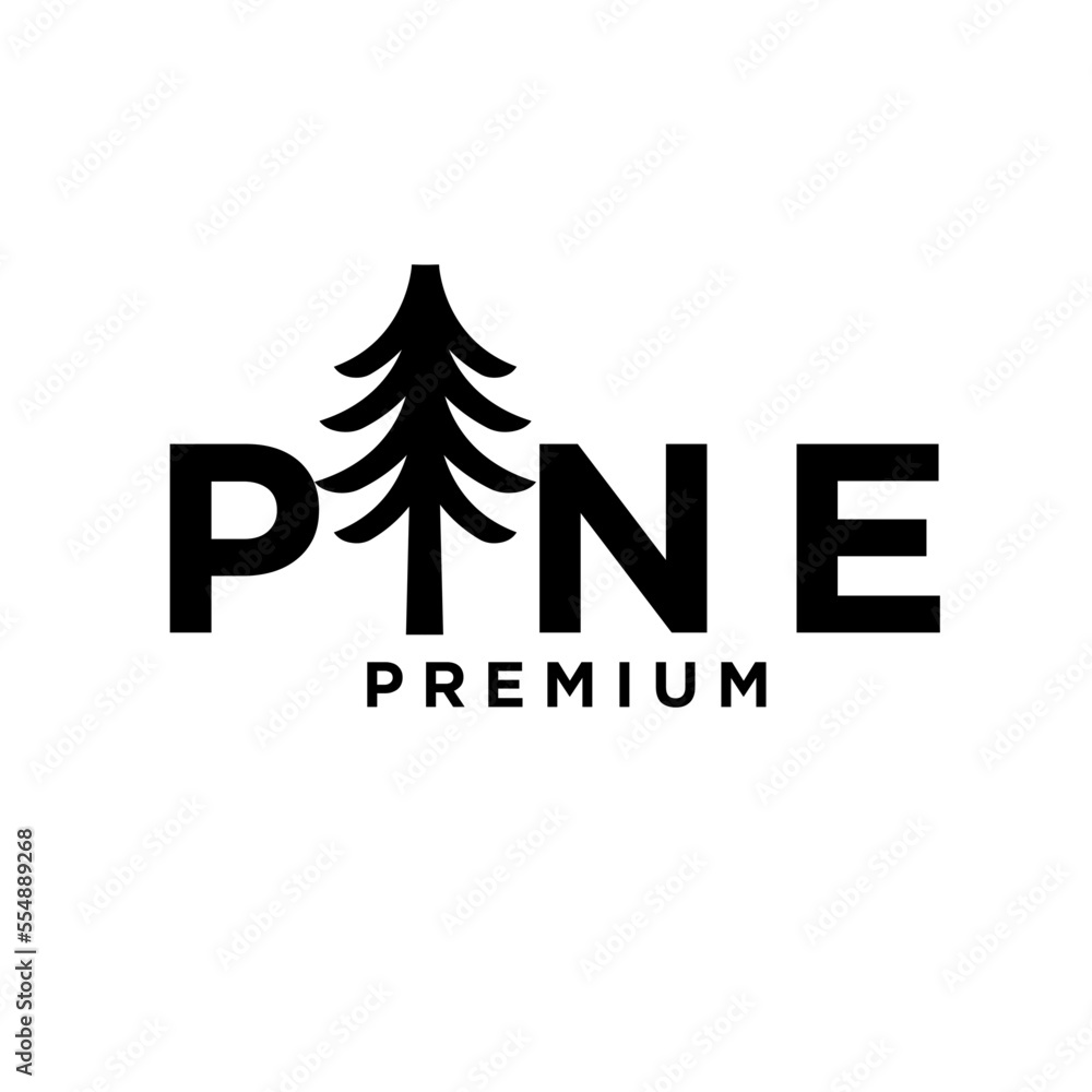 Pine Tree letter initial logo icon design simple minimal Pine Tree letter initial logo icon design simple minimal