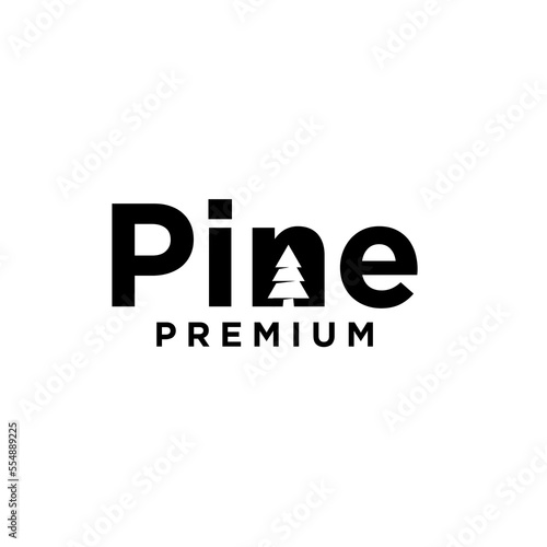 Pine Tree letter initial logo icon design simple minimal 
