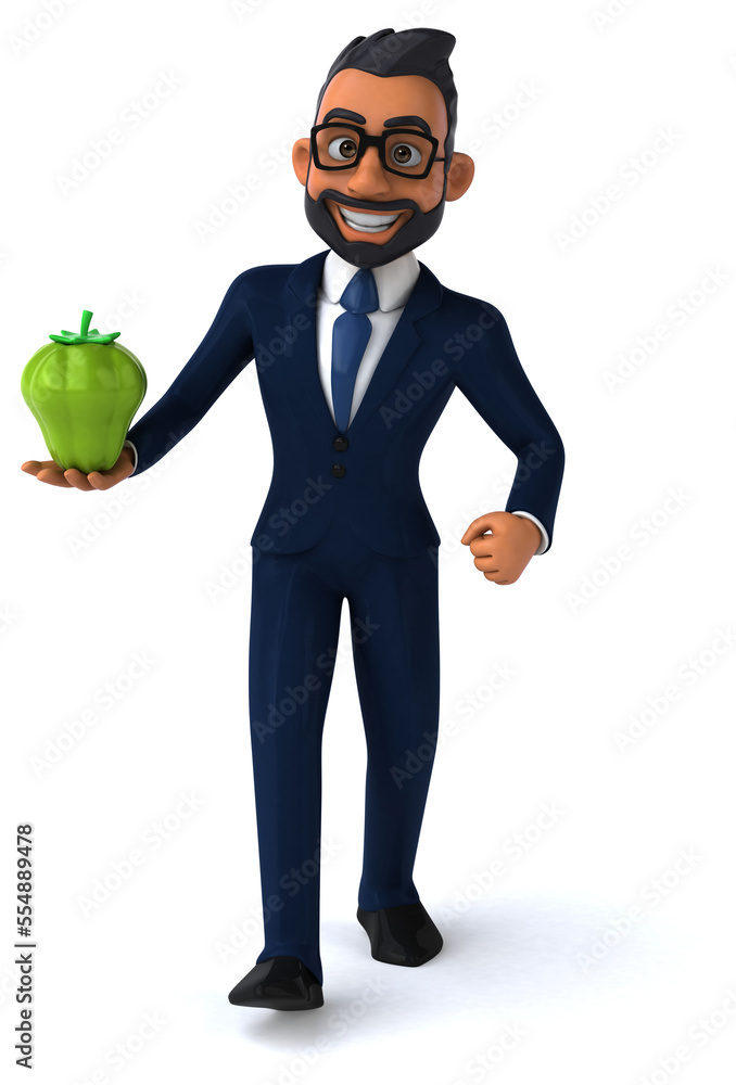 Fun 3D cartoon illustration of an indian businessman Fun 3D cartoon illustration of an indian businessman