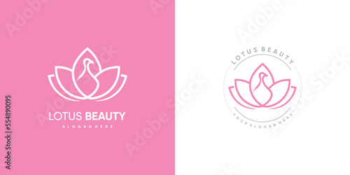 Beauty lotus line art logo design illustration