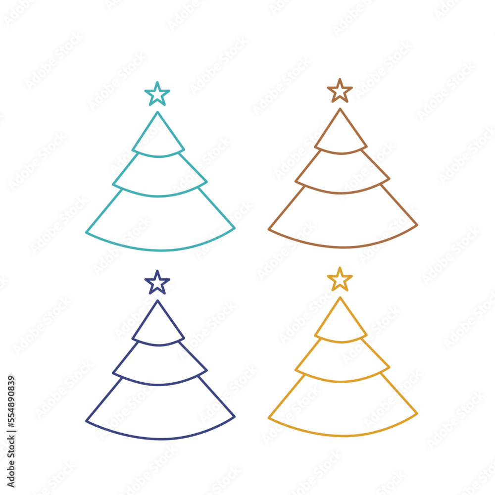 Fototapeta premium Geometric Xmas Trees Set isolated On White