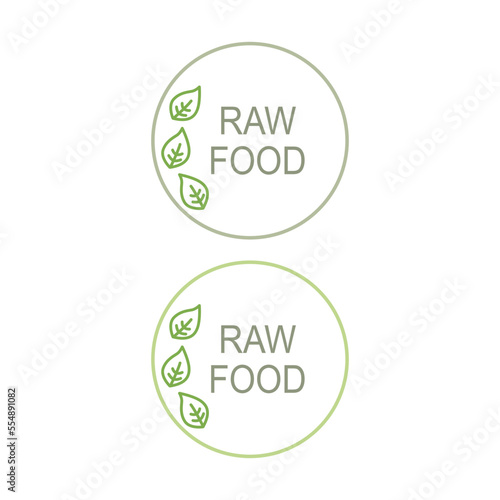 Raw Food Design Labels isolated on White