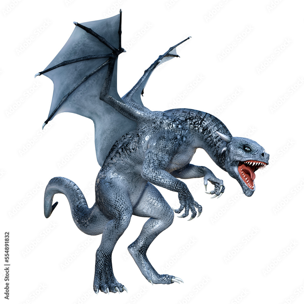 Fototapeta premium 3D Rendering Fairy Tale Dragon on White