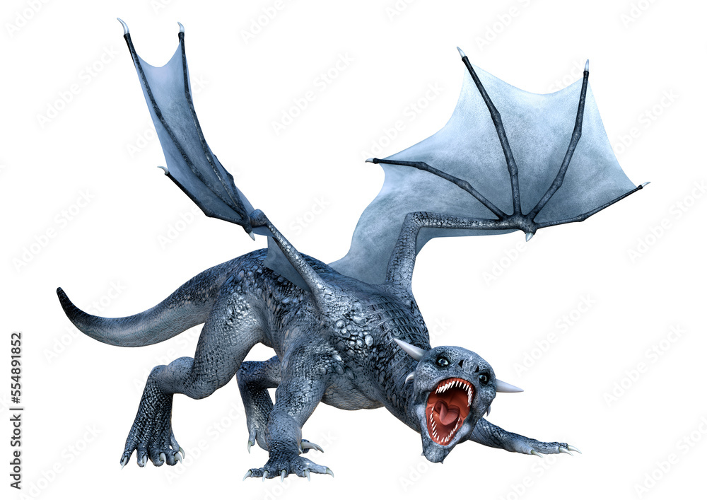 Fototapeta premium 3D Rendering Fairy Tale Dragon on White