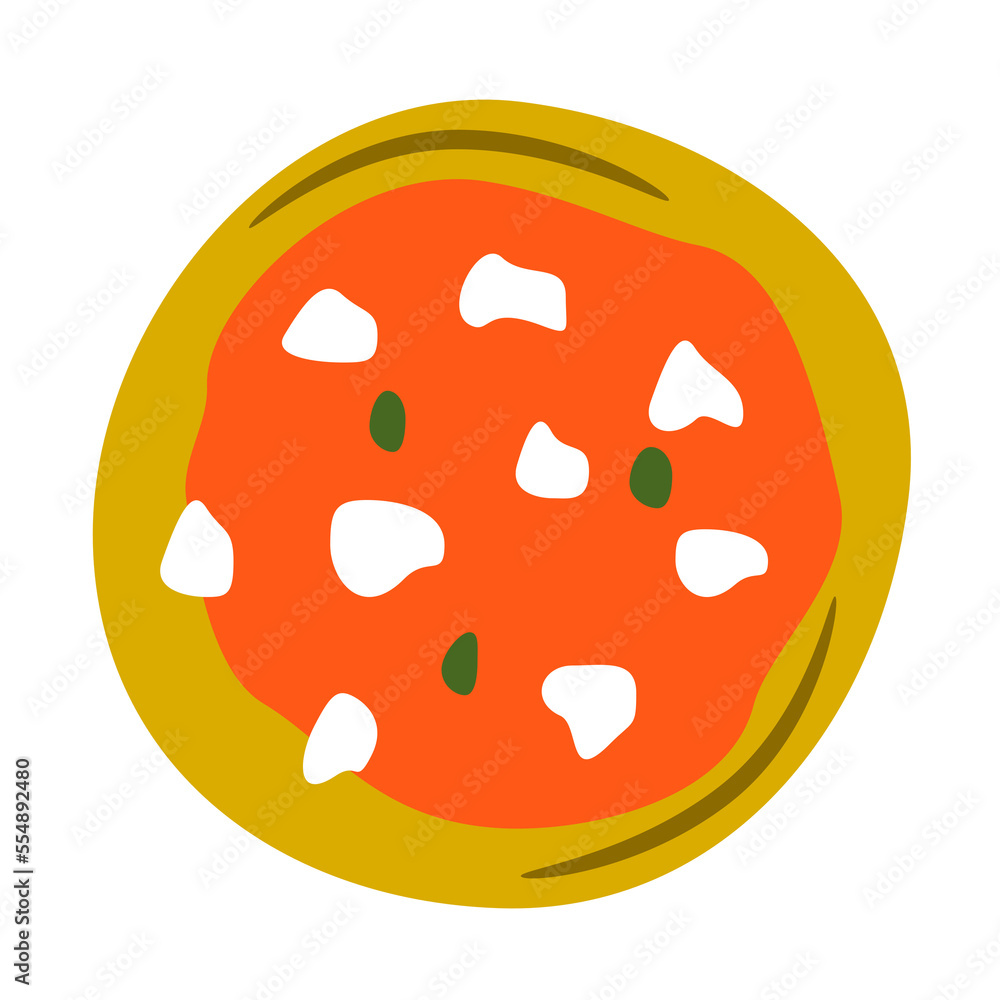 Obraz premium illustrazione con pizza margherita e olive su sfondo trsparente