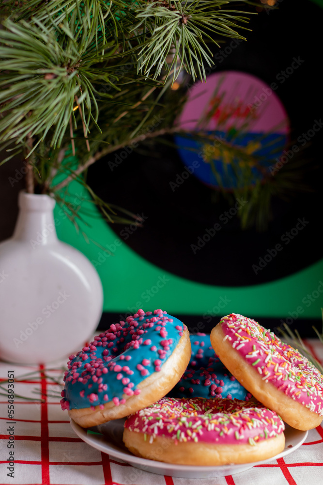 photo of doughnuts on a plate