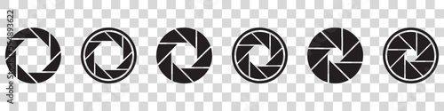 Aperture icon set. Camera lens diaphragm. Camera shutter icons.