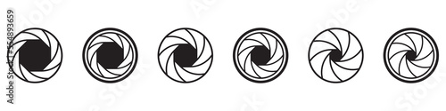 Aperture icon set. Camera lens diaphragm. Camera shutter icons.