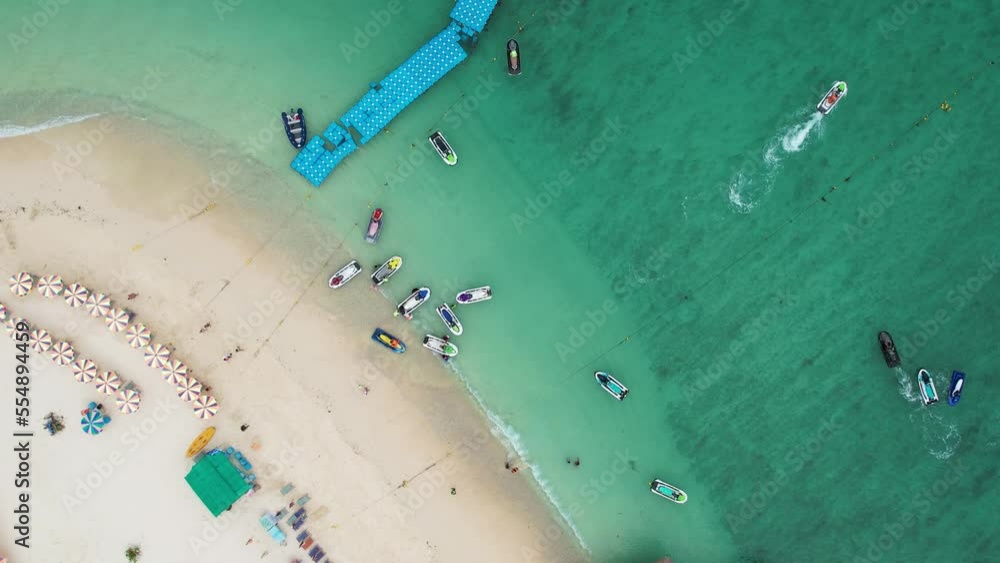 View of a tropical island in the sea, aerial shot View of a tropical island in the sea, aerial shot