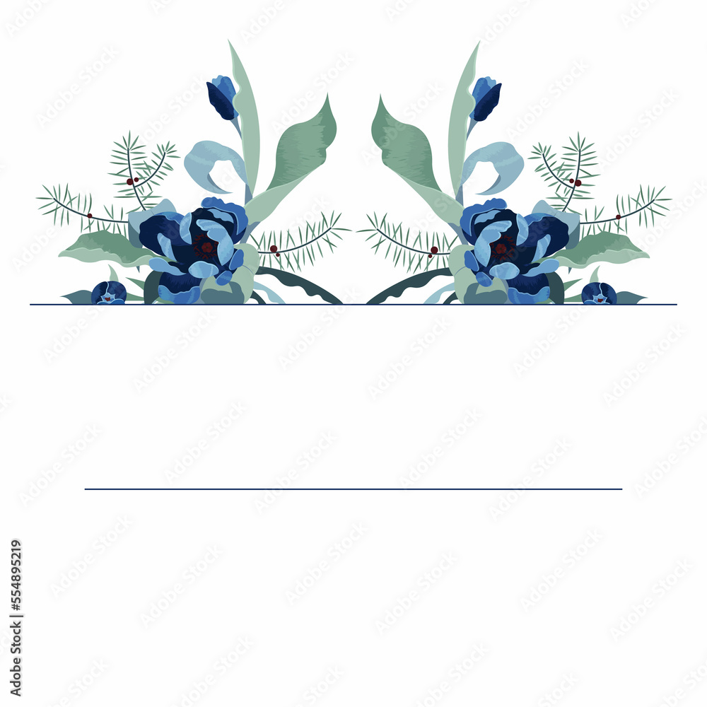 Beautiful floral frame vector illustration. Card design, party invitation, print, clip art	
