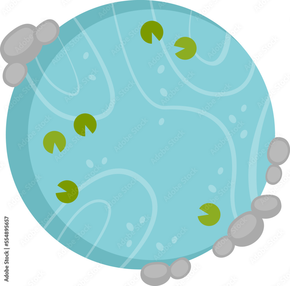 Pond with stones flat icon Architectural and landscape elements Pond with stones flat icon Architectural and landscape elements