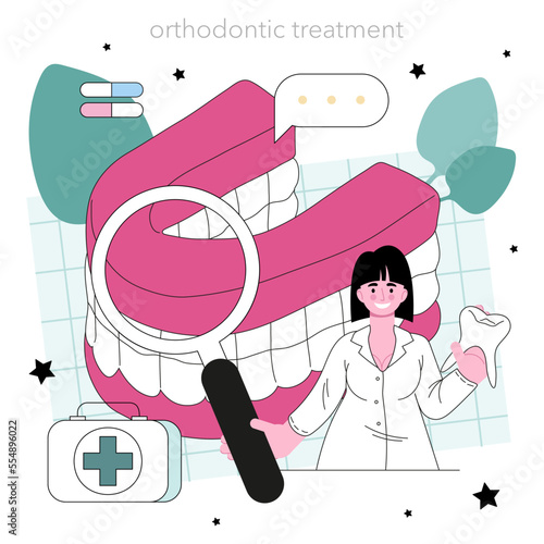 Dentist concept. Dental doctor in uniform treating human teeth using