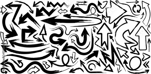 Grunge draft sketch arrow vector. punk arrows brush. grunge arrow paint. Isolated, transparent background arrows.	
