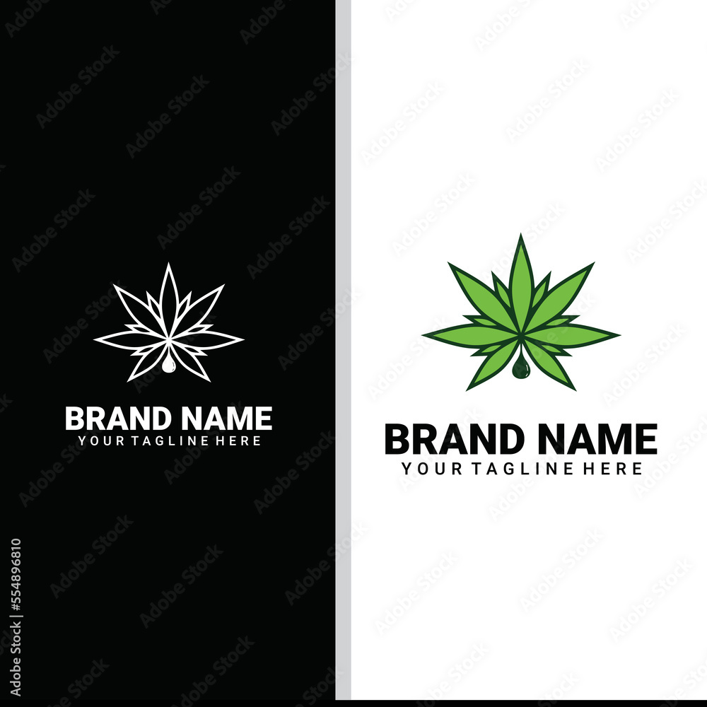 Cannabis hemp marijuana cbd oil logo design template
