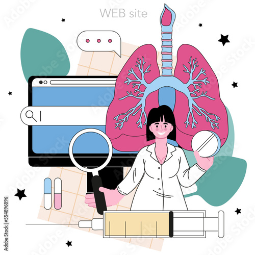 Pulmonologist online service or platform. Pulmonary system examination