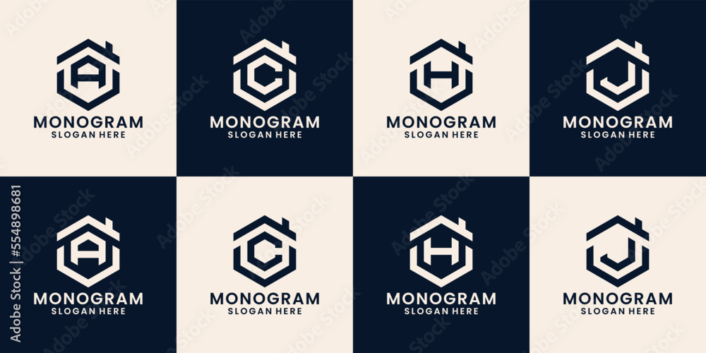 Set of monogram with home logo design inspirations