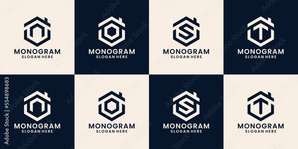 Set of monogram with home logo design inspirations