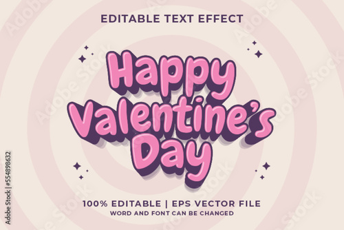 3d Happy Valentine s Day Cartoon Editable Text Effect Premium Vector