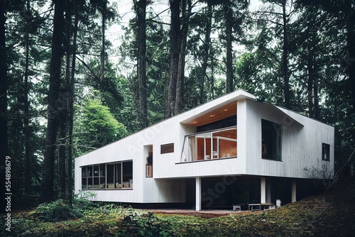 Luxury Scandinavian and modern style house exterior illustration