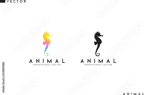 Sea horse logo. Cute animal