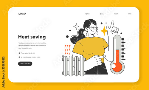 Energy efficiency at home web banner or landing page. How to save