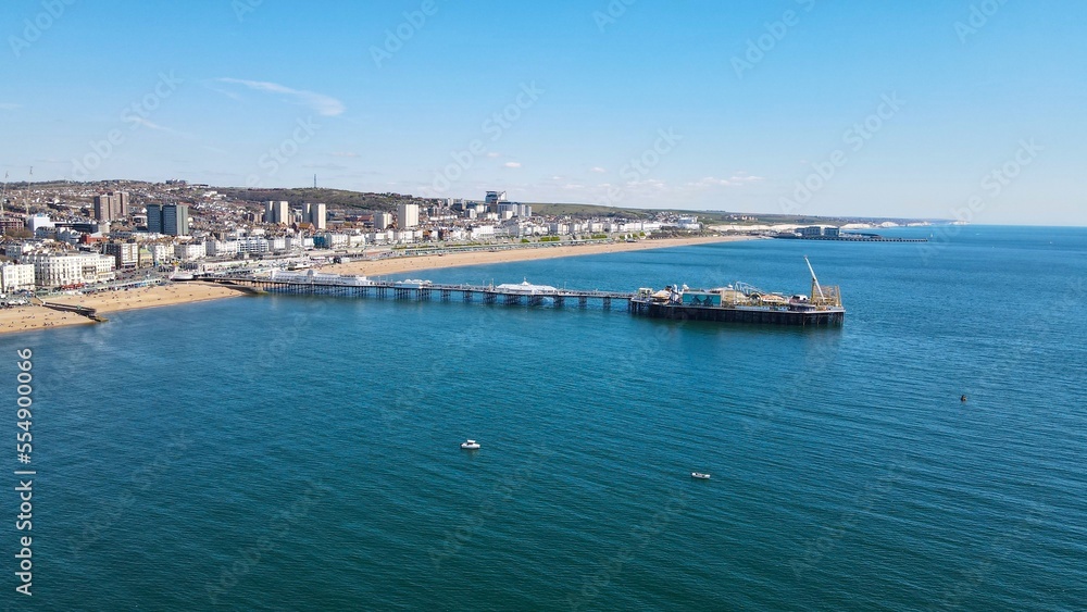 Brighton Palace pier  UK Aerial view Summer