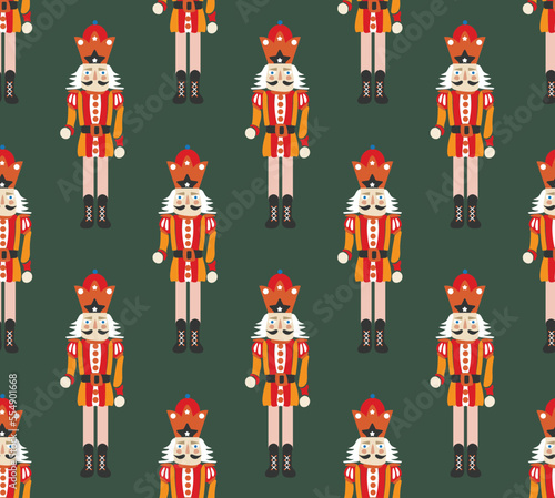 Hand Drawn Nutcracker Seamless Christmas Pattern Cute Illustration Trendy Colors Sweet Gift Concept Perfect for Allover Print Wrapping Paper or Decoration