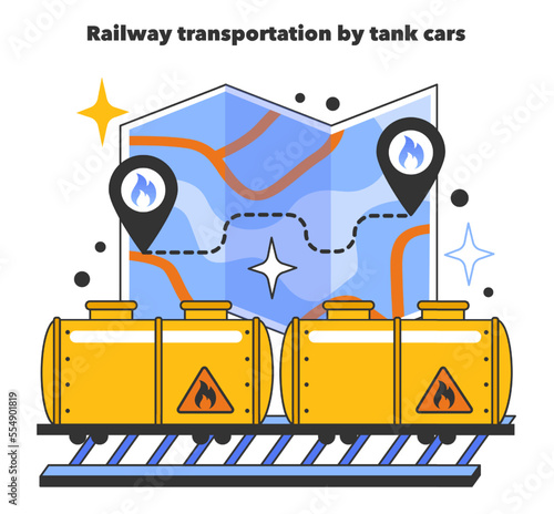 Railway transportation by tank cars, LNG transportation. Liquefied natural