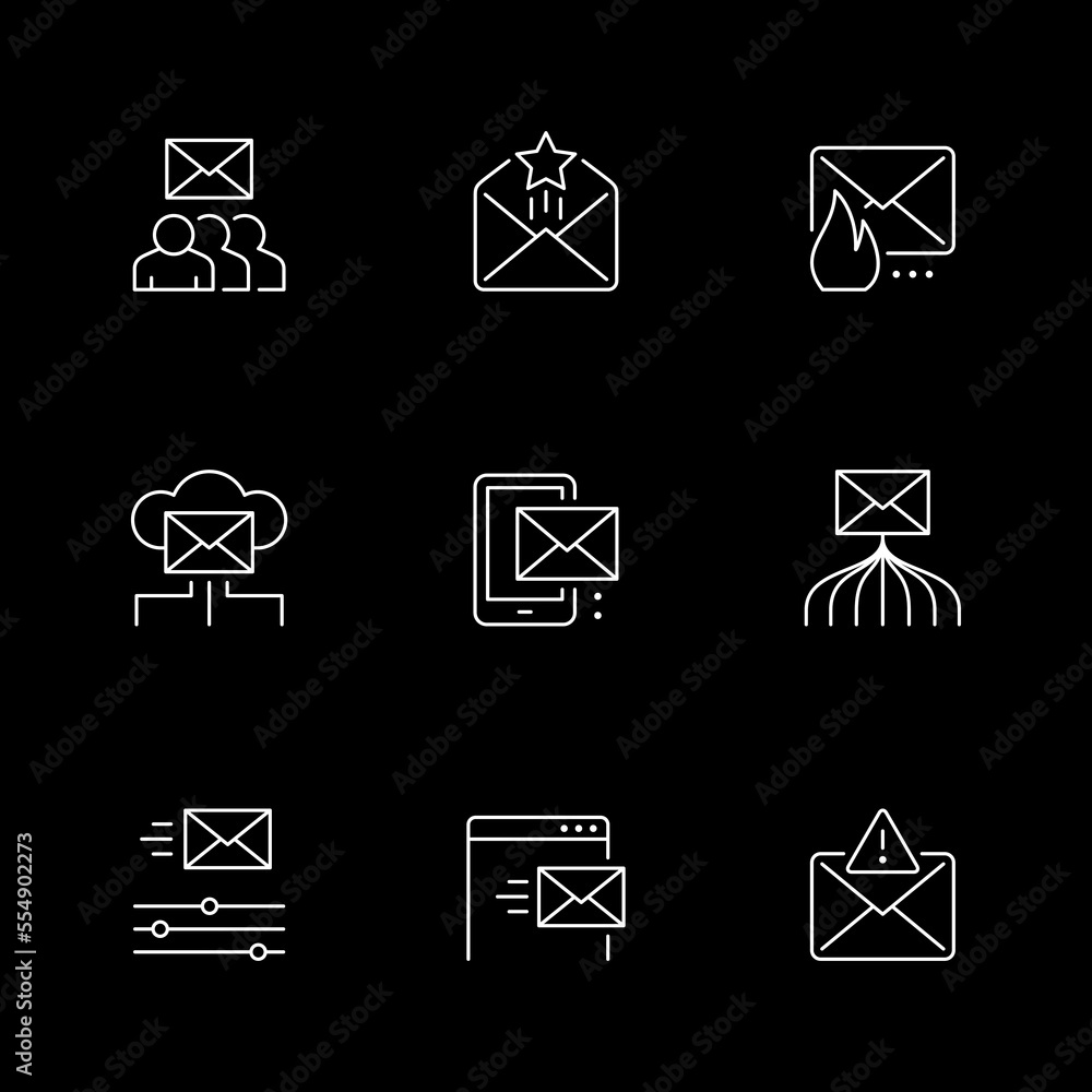 Set line icons of email marketing Set line icons of email marketing