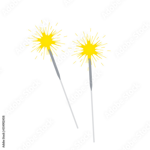 burning sparklers  celebration of Christmas  New Years Eve - vector illustration