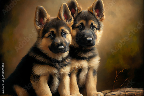 German shepherd puppies generative art