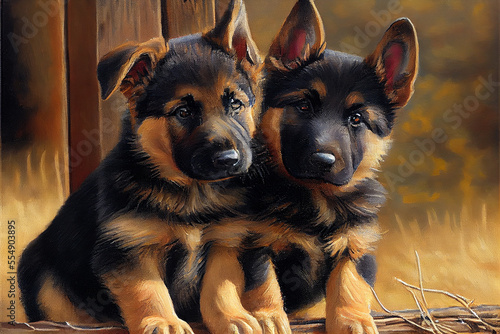 German shepherd puppies generative art