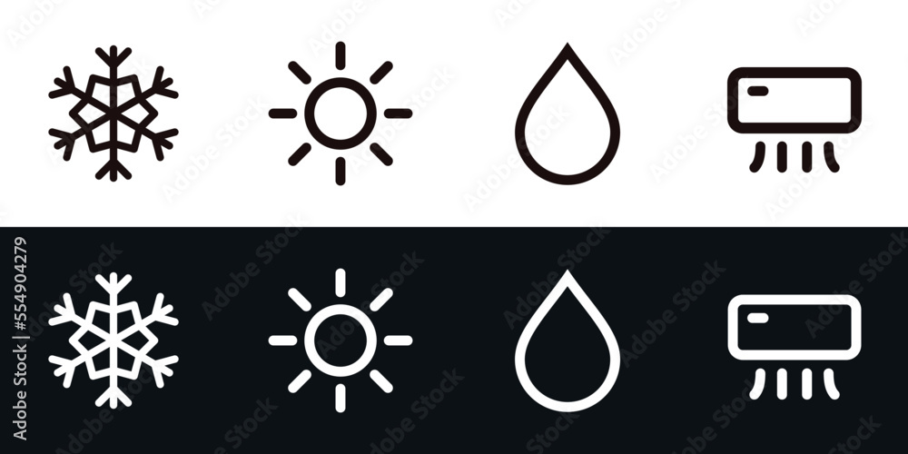 Set of air condition icons for smart house app. cold, heat, dry, auto  status air conditioner vector Stock Vector | Adobe Stock