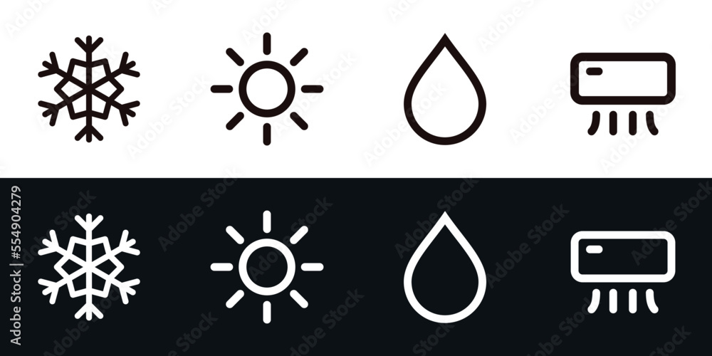 Set of air condition icons for smart house app. cold, heat, dry, auto ...