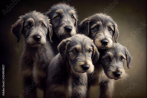 Irish wolfhound puppies generative art photo