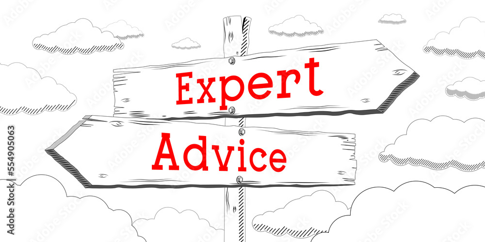 Obraz premium Expert advice - outline signpost with two arrows