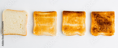 Set of sliced Toast Bread slices isolated on white background, t