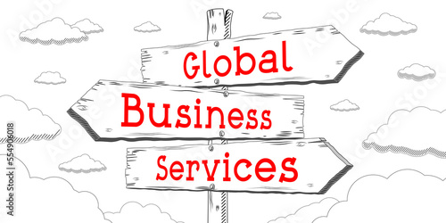 Global business services - outline signpost with three arrows